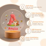 Personalized Cute Animal Insect Initial LED Night Light with Wooden Base and Name Home Decor Back to School Birthday Gift for Children