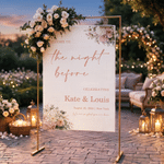 Personalized Minimalist Floral Welcome To the Night Before Celebrating Wedding Welcome Sign Poster with Name and Text Wedding Gift for Newlyweds