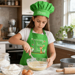 Personalized Cute Animal Initial Adjustable Kid Apron Chef Hat Set with Name and Pocket for Cooking Birthday Gift for Boys Girls