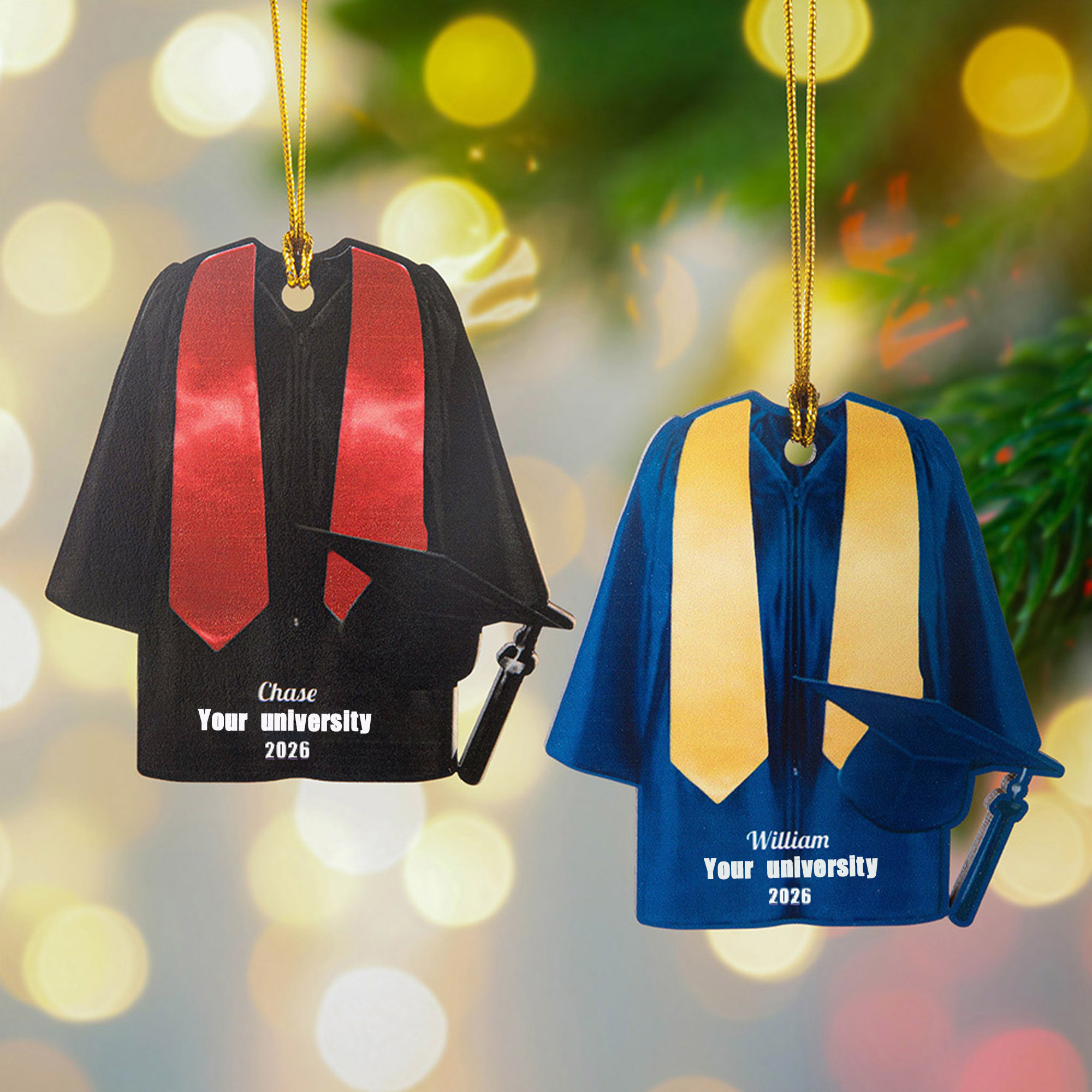 Personalisierte hölzerne Graduierung Uniform Ornament mit Band Name Schule und Jahr Graduierung Geschenk für Absolventen