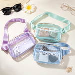 Personalized Multicolor Transparent Waterproof Crossbody Waist Bag with Name and Adjustable Strap Summer Travel Birthday Gift for Women