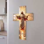 Personalised Cross Shape Jesus Fridge Magnet with Name Home Decor Communion Baptism Religious Gift for Christians