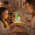 Personalized Cute Animal Insect Initial LED Night Light with Wooden Base and Name Home Decor Back to School Birthday Gift for Children