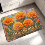 Personalized Pearlescent Birth Flower Design Anti-Slip Doormat with Text Home Decor Housewarming Birthday Gift for Women Family