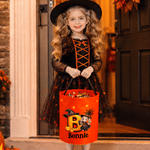 Personalized Halloween Theme Kid Photo LED Light Bucket Bag with Name and Initial Trick or Treat Halloween Party Gift for Boys Girls
