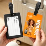 Personalized 3D-Effect Artwork Character Photo Waterproof Luggage Tag with Name Travel Accessory Birthday Gift for Travel Lovers Family Friends