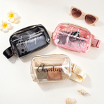 Personalized Multicolor Transparent Waterproof Crossbody Waist Bag with Name and Adjustable Strap Summer Travel Birthday Gift for Women