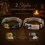 Personalised Sentimental Photo Adjustable Bracelet with Engraved Text Loss Memorial Sympathy Anniversary Gift for Family Friend