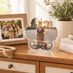 Personalised Pet Photo Paw Print Shaped Acrylic Plaque with Name and Date Home Decor Pet Memorial Anniversary Gift for Pet Owners Family