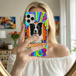 Personalized Pop Art Style Dog Cat Pet Photo Phone Case for iPhone Samsung with Name Daily Use Birthday Gift for Pet Owners Lovers