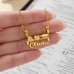 Personalised Virgin Mary Heart Shape Graduation Necklace with Name and Year Dainty Jewellery Graduation Gift for Graduates Christians