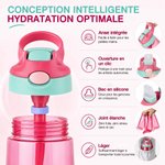 Bouteille d'eau 475 ml personnalisée avec dessin enfant fleur de naissance et nom - Cadeau d'anniversaire rentrée scolaire pour les enfants