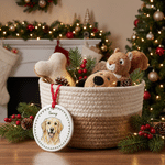 Personalized Watercolor Cartoon Pet Photo Ceramic Ornament with Name Christmas Tree Hanging Decor Christmas Pet Party Anniversary Gift for Pet Lovers