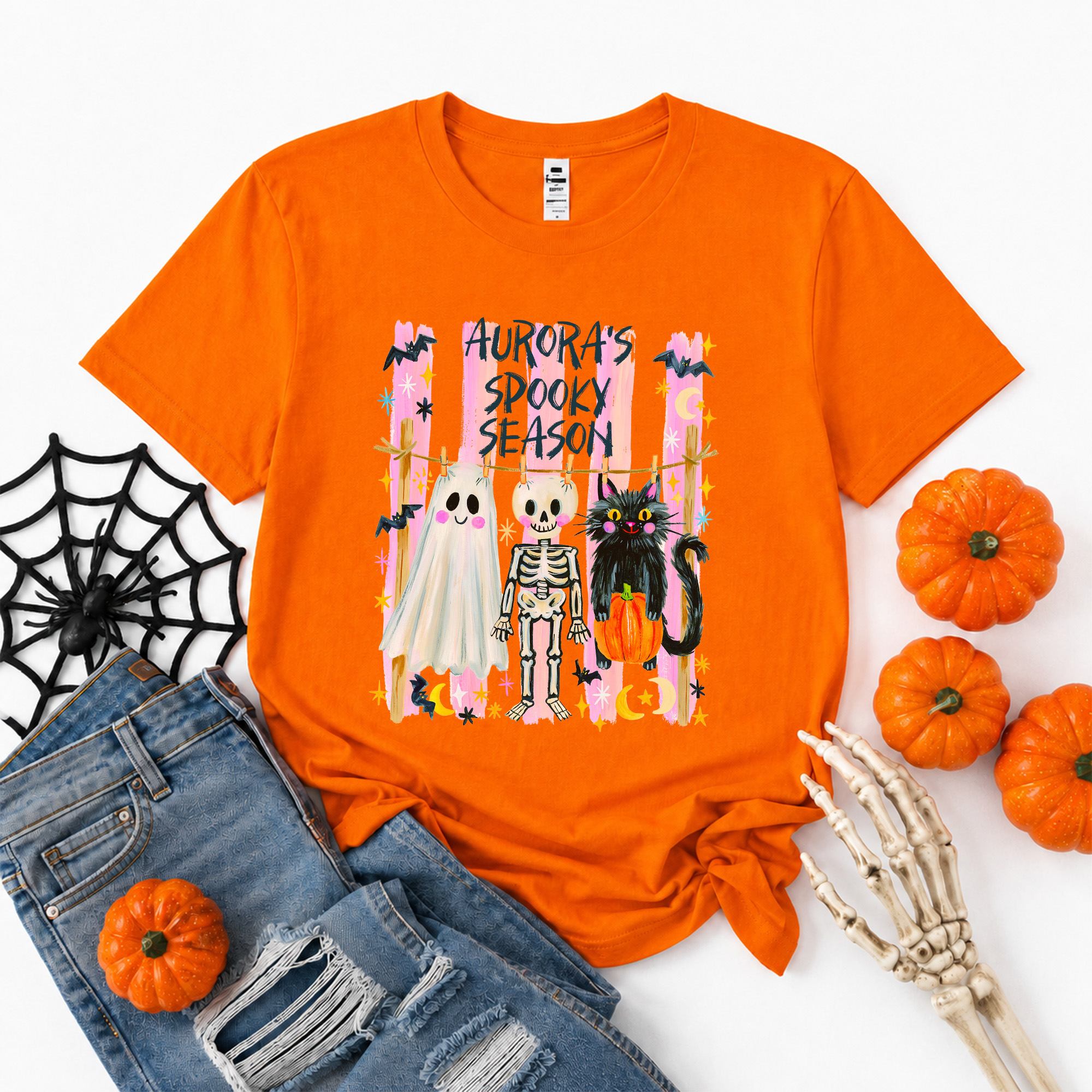 Personalisierte Halloween-Shirts, Sweatshirts und Kapuzenpullis für Kinder und Erwachsene zur gruseligen Jahreszeit – mit Namen – Halloween-Geschenk für die Familie