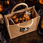 Personalised Halloween-Themed Fun Cat Head Large Capacity Jute Tote Bag with Name Halloween Party Gift for Family Kids