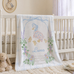 Personalised Cartoon Mother Duck Soft Throw Blanket with Name Nursery Bedding Decor Birthday Anniversary Gift for Newborns Kids