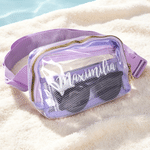 Personalized Multicolor Transparent Waterproof Crossbody Waist Bag with Name and Adjustable Strap Summer Travel Birthday Gift for Women