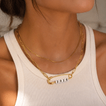 Personalized Dainty Y2K Fashion Style Zodiac Bead Safety Pin Necklace with Number and Initial Anniversary Birthday Gift for Girls