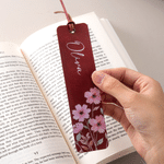 Personalized Multicolor Birth Flower PU Leather Bookmark with Name Reading Birthday Gift for Book Lovers Bookworms