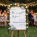 Personalized Minimalist Floral Welcome To the Night Before Celebrating Wedding Welcome Sign Poster with Name and Text Wedding Gift for Newlyweds