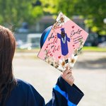 Personalized She Believed She Could So She Did Birth Flower Cartoon Graduation Cap Topper Decoration with Name and Year Graduation Gift for Women