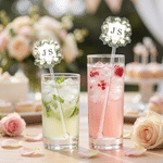 Personalised Watercolour Floral Acrylic Drink Stirrers with Initials Party Decor Set of 10 Wedding Bridal Shower Gift for Newlyweds