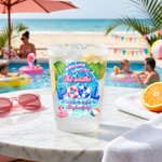Personalised Summer Resort Pool Theme 12 oz 16 oz Frosted Plastic Cups with Text Set of 10 Pool Party Favor Gift for Bride Bridesmaid