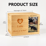 Personalized Paw Print Wooden Pet Cremation Urn Ash Box with Photo and Engraved Name Memorial Sympathy Gift for Pet Owners Lovers
