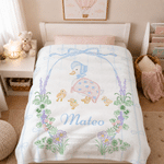 Personalised Cartoon Mother Duck Soft Throw Blanket with Name Nursery Bedding Decor Birthday Anniversary Gift for Newborns Kids
