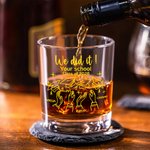 Personalized We Did It Graduation Cap Design Whiskey Glasses with Name and Coaster Party Supplies Graduation Gift for Whiskey Lovers Graduates