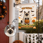 Personalised Cute Pet Photo Ghost Halloween Bat Pumpkin Garden Flag with Text Garden Decoration Halloween Gift for Gardening Lovers Pet Lovers