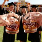Personalized We Did It Graduation Cap Design Whiskey Glasses with Name and Coaster Party Supplies Graduation Gift for Whiskey Lovers Graduates