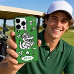Personalized Cute Golf Crocodile TPU Phone Case for iPhone with Name Birthday Golf Club Gift for Golf Lovers