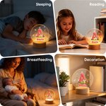 Personalized Cute Animal Insect Initial LED Night Light with Wooden Base and Name Home Decor Back to School Birthday Gift for Children