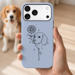 Personalized Line Art Style Birth Flower Pet Photo Phone Case for iPhone Samsung with Name Daily Use Birthday Gift for Pet Owners Lovers