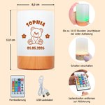 Personalisiertes Line-Art Nachtlicht mit Babytieren & Namen | Dimmbar | 15h Akku | Kinderzimmer Deko | Tauf- & Geburtstagsgeschenk für Kinder & Babys