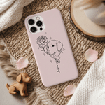 Personalized Line Art Style Birth Flower Pet Photo Phone Case for iPhone Samsung with Name Daily Use Birthday Gift for Pet Owners Lovers