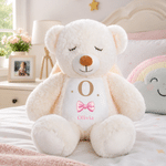 Personalised Cute Bow Bunny Bear Plush Toy with Name and Initial Daily Use Birthday Gift for Couple Kids