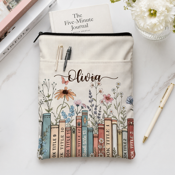 Personalised Butterfly Flower Book Sleeve with Name Daily Use Birthday Anniversary Gift for Book Lovers