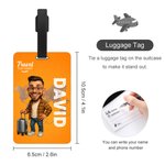 Personalized 3D-Effect Artwork Character Photo Waterproof Luggage Tag with Name Travel Accessory Birthday Gift for Travel Lovers Family Friends