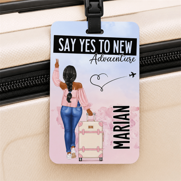 Personalised Cartoon Character Back View Luggage Tag with Name Travel Accessory Birthday Gift for Travellers Family Friends