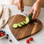 Personalisiertes, minimalistisches „Heart to Heart“-Schneidebrett mit den Namen des Paares und dem Datum, inklusive Messer und Gabel – Hochzeits-, Party- oder Jubiläumsgeschenk für frisch Verheiratete