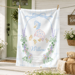 Personalised Cartoon Mother Duck Soft Throw Blanket with Name Nursery Bedding Decor Birthday Anniversary Gift for Newborns Kids
