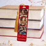 Personalisierter 3-Fotos-Acryl-Lesezeichen | mit Namen und Wunschtext | mit Quaste | Lesezubehör | Geburtstagsgeschenk für Familie und Freunde