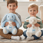 Personalised Cute Bow Bunny Bear Plush Toy with Name and Initial Daily Use Birthday Gift for Couple Kids