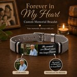 Personalised Sentimental Photo Adjustable Bracelet with Engraved Text Loss Memorial Sympathy Anniversary Gift for Family Friend