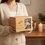 Personalized Paw Print Wooden Pet Cremation Urn Ash Box with Photo and Engraved Name Memorial Sympathy Gift for Pet Owners Lovers