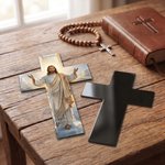 Personalised Cross Shape Jesus Fridge Magnet with Name Home Decor Communion Baptism Religious Gift for Christians