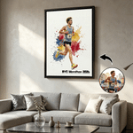 Personalized Splatter Paint Marathon Race Sport Photo Framed Canvas Print with Text  Home Decor Ship from USA Birthday Gift for Marathon Lover