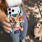 Personalized Pop Art Style Dog Cat Pet Photo Phone Case for iPhone Samsung with Name Daily Use Birthday Gift for Pet Owners Lovers